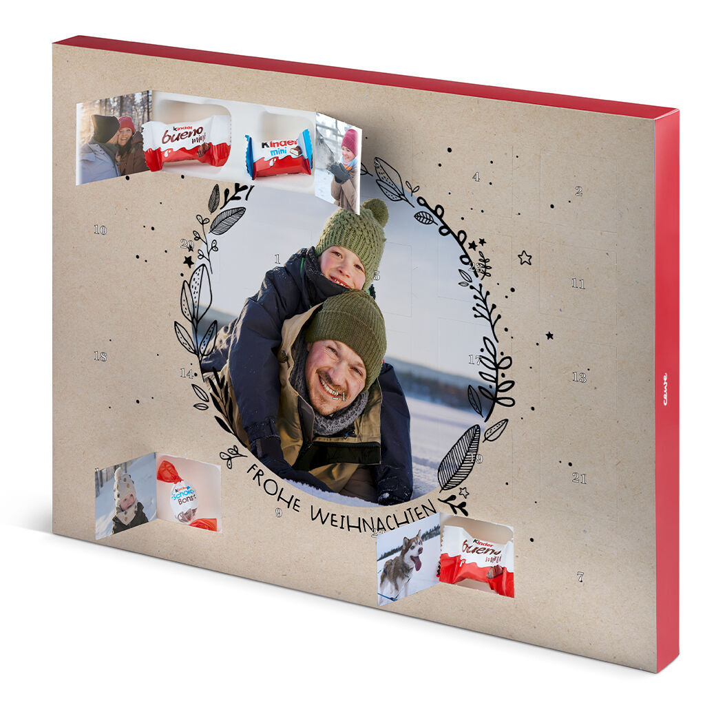 XXL Chokladkalender med 24 bilder, fylld med kinder-choklad - liggande