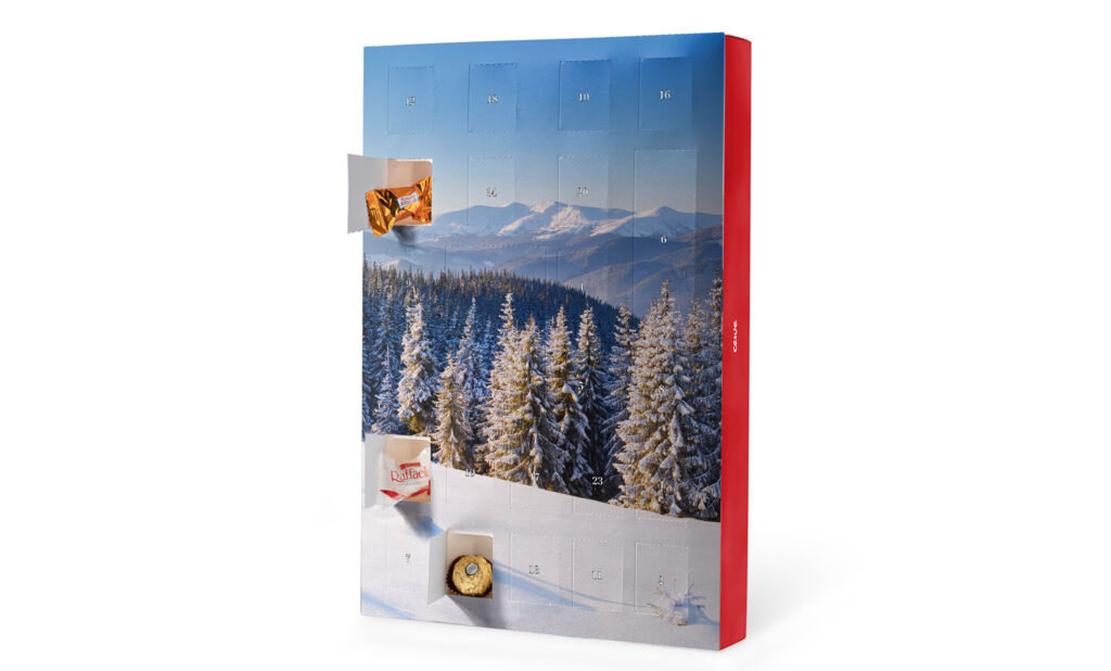 XXL Chokladkalender med bild, fylld med Ferrero-choklad - stående