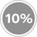 En grå symbol med siffran 10% i mitten för att representera en rabatt