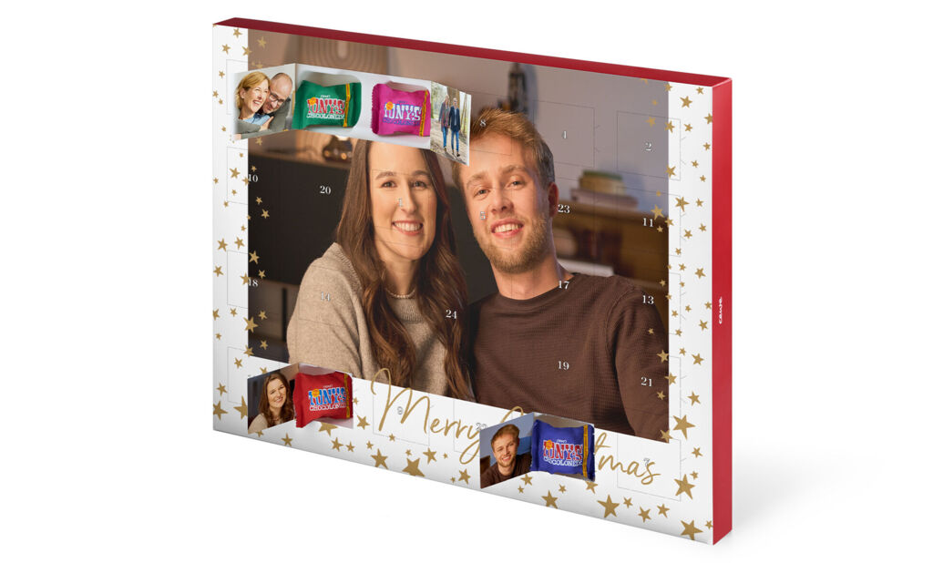 Tony's Chocolonely chokladkalender med 24 bilder - liggande
