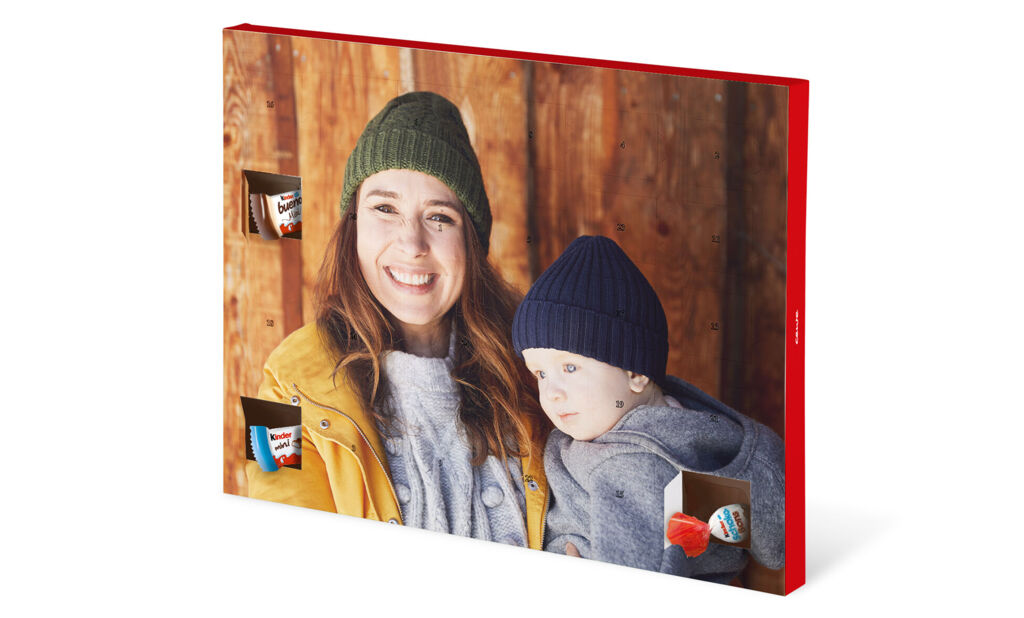 XXL Chokladkalender med bild, fylld med kinder-choklad - liggande